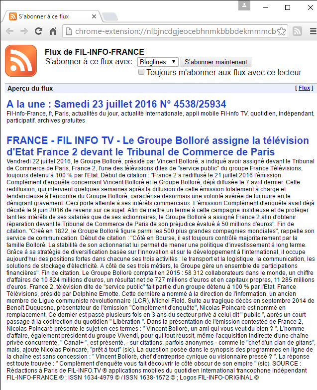 Le Groupe Bollor assigne la tlvision d'Etat France 2 devant le Tribunal de Commerce de Paris
